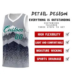 Gray Navy Mountain Fade Gradient Fashion Basketball Jersey 2