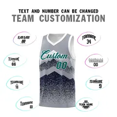 Gray Navy Mountain Fade Gradient Fashion Basketball Jersey 4