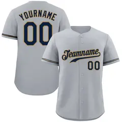 Gray Navy-Old Gold Authentic Classic Baseball Jersey 1