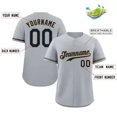 Gray Navy-Old Gold Authentic Classic Baseball Jersey 2