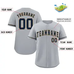 Gray Navy-Old Gold Authentic Classic Baseball Jersey 2