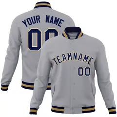 Gray Navy-Old Gold Varsity Full-Snap Letterman Jacket