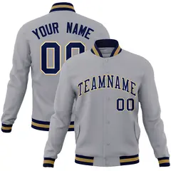 Gray Navy-Old Gold Varsity Full-Snap Letterman Jacket 1