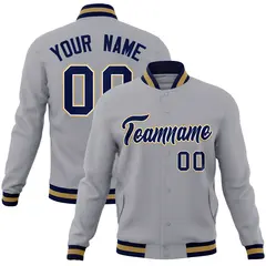 Gray Navy-Old Gold Varsity Full-Snap Letterman Jacket 1