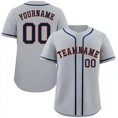 Gray Navy-Orange Bull Classic Authentic Baseball Jersey 1