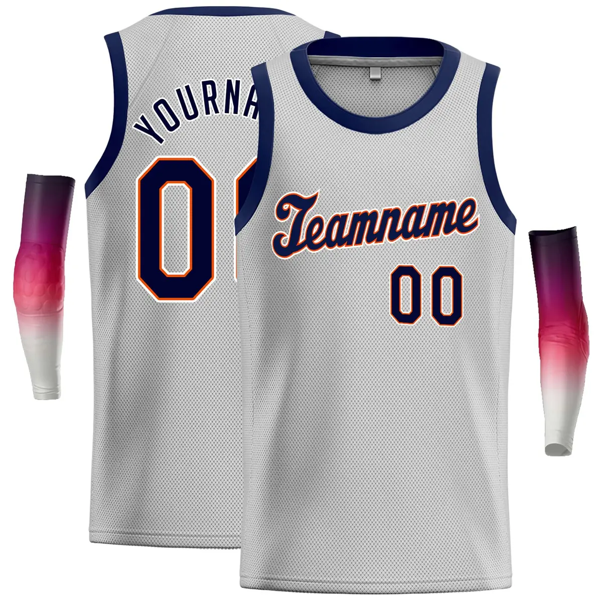 Gray Navy-Orange Classic Casual Basketball Jersey