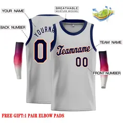 Gray Navy-Orange Classic Casual Basketball Jersey 2