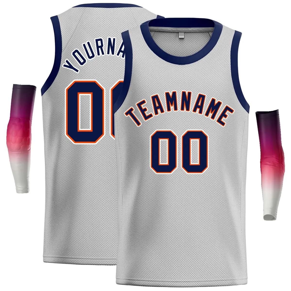 Gray Navy-Orange Classic Casual Basketball Jersey