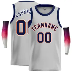 Gray Navy-Orange Classic Casual Basketball Jersey