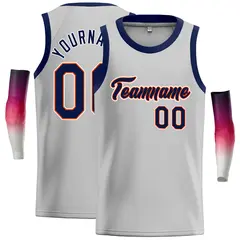 Gray Navy-Orange Classic Casual Basketball Jersey