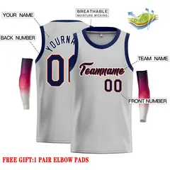 Gray Navy-Orange Classic Casual Basketball Jersey 2