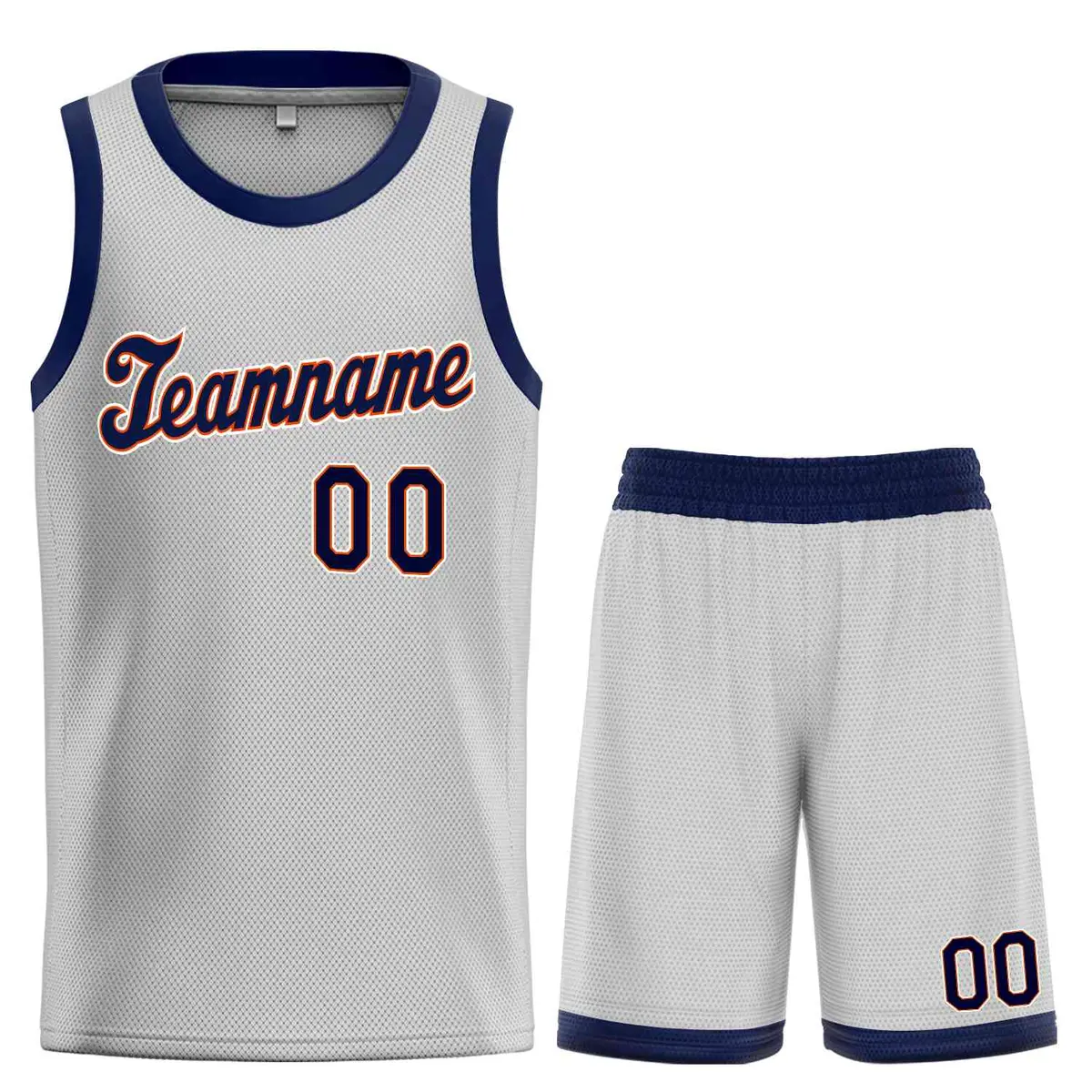 Gray Navy-Orange Classic Sets Basketball Uniform Jersey
