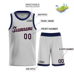 Gray Navy-Orange Classic Sets Basketball Uniform Jersey 3