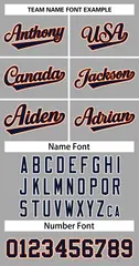 Gray Navy-Orange Classic Style Two-Button Softball Jersey 3
