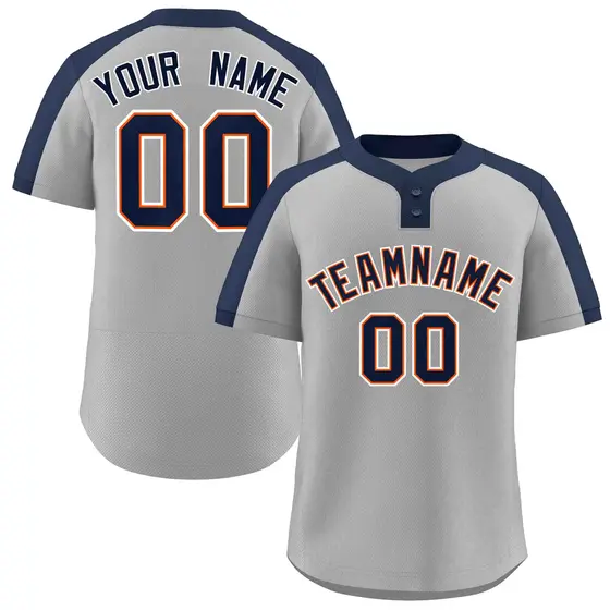 Gray Navy-Orange Classic Style Two-Button Softball Jersey