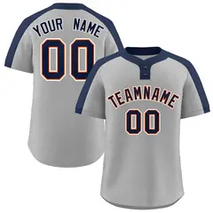 Gray Navy-Orange Classic Style Two-Button Softball Jersey 1