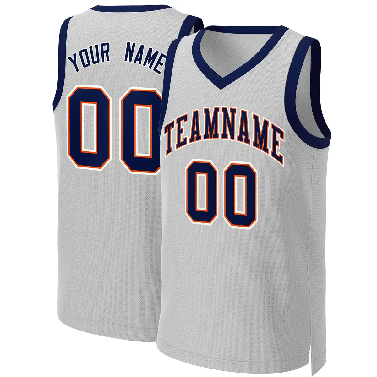 Gray Navy-Orange Classic Team Basketball Jersey