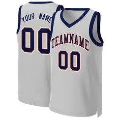 Gray Navy-Orange Classic Team Basketball Jersey 1