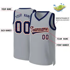 Gray Navy-Orange Classic Team Basketball Jersey 2