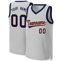 Gray Navy-Orange Classic Team Basketball Jersey 1
