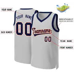 Gray Navy-Orange Classic Team Basketball Jersey 2
