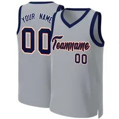 Gray Navy-Orange Classic Team Basketball Jersey 1