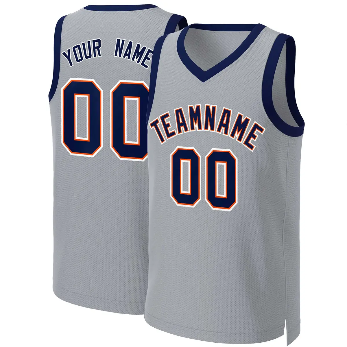 Gray Navy-Orange Classic Team Basketball Jersey
