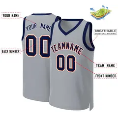 Gray Navy-Orange Classic Team Basketball Jersey 2