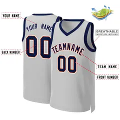 Gray Navy-Orange Classic Team Basketball Jersey 2