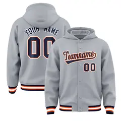 Gray Navy-Orange Classic Varsity Letterman Jacket Hoodie 1