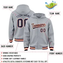 Gray Navy-Orange Classic Varsity Letterman Jacket Hoodie 4