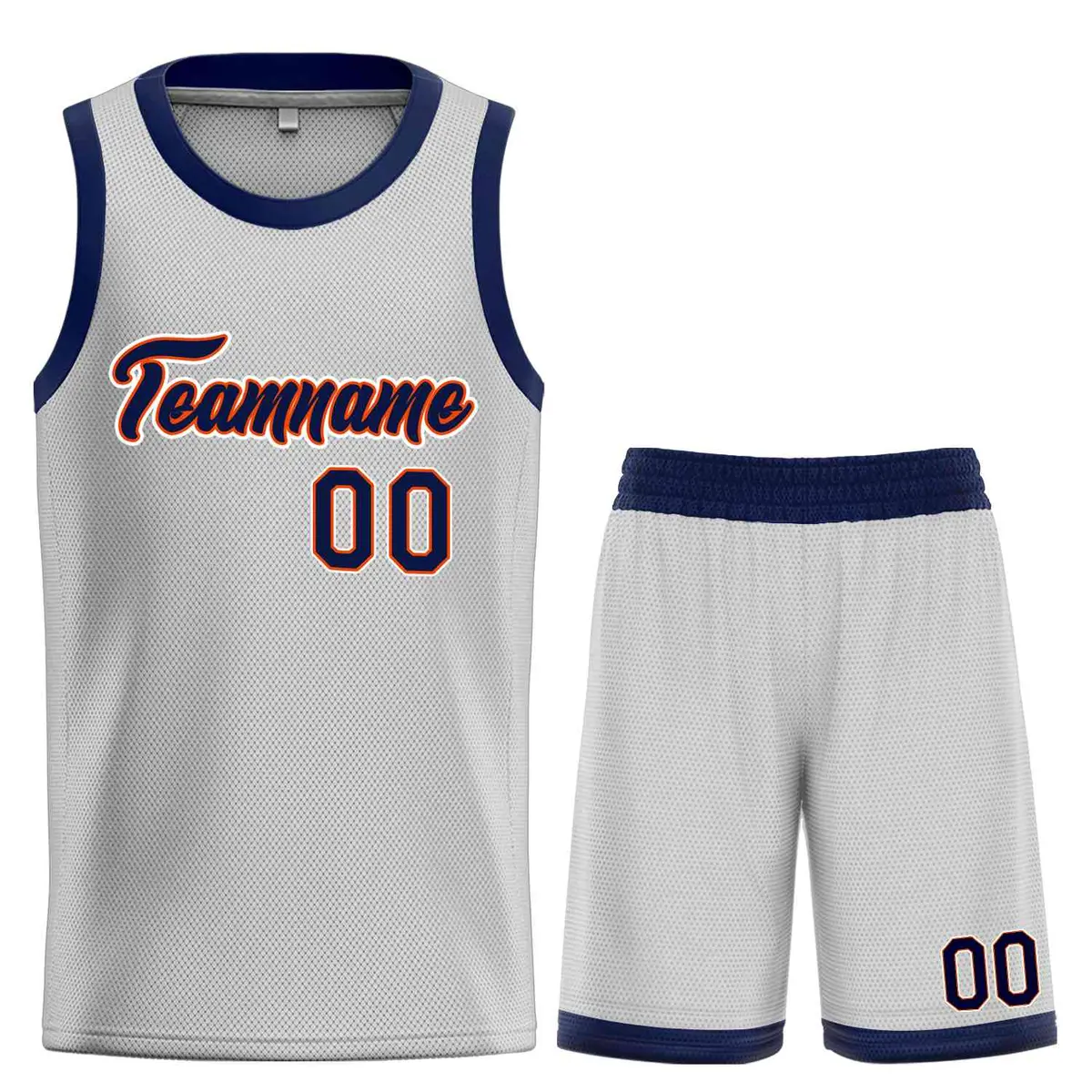 Gray Navy-Orange Heal Classic Sets Basketball Jersey