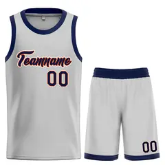 Gray Navy-Orange Heal Classic Sets Basketball Jersey