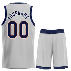 Gray Navy-Orange Heal Classic Sets Basketball Jersey 2