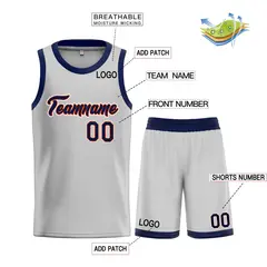 Gray Navy-Orange Heal Classic Sets Basketball Jersey 3