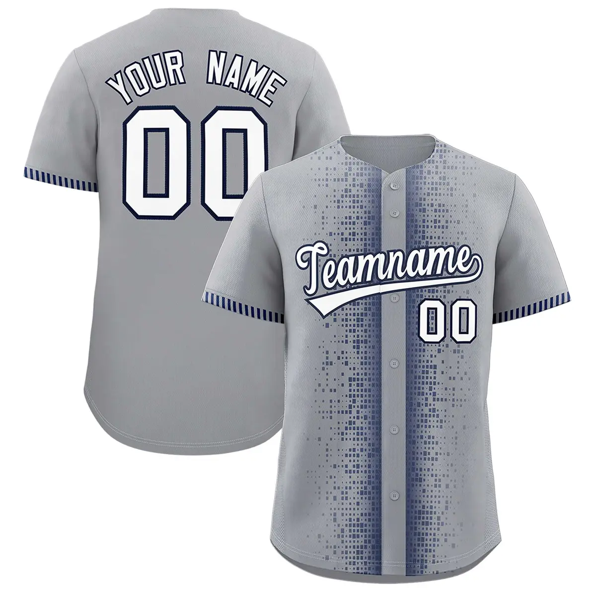 Gray Navy Phonetic Rhythm Authentic Baseball Jersey