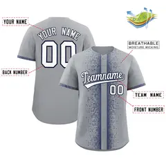 Gray Navy Phonetic Rhythm Authentic Baseball Jersey 2
