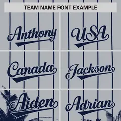 Gray Navy Pinstripe Coconut Tree Authentic Baseball Jersey 3