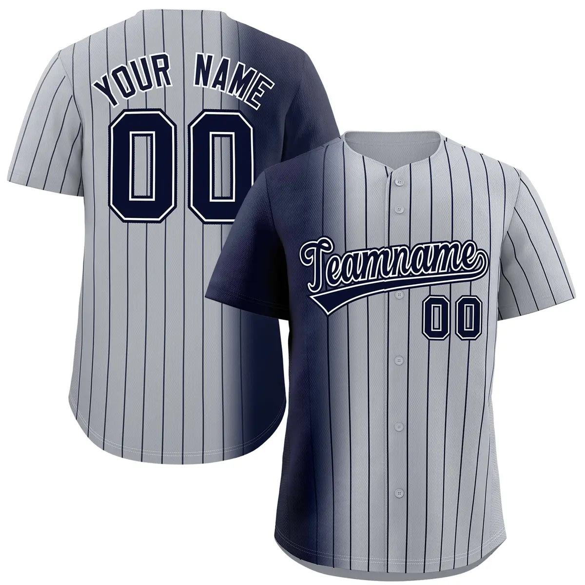 Gray Navy Pinstripe Gradient Baseball Jersey