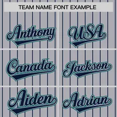 Gray Navy Pinstripe Raglan Varsity Letterman Baseball Jacket 3