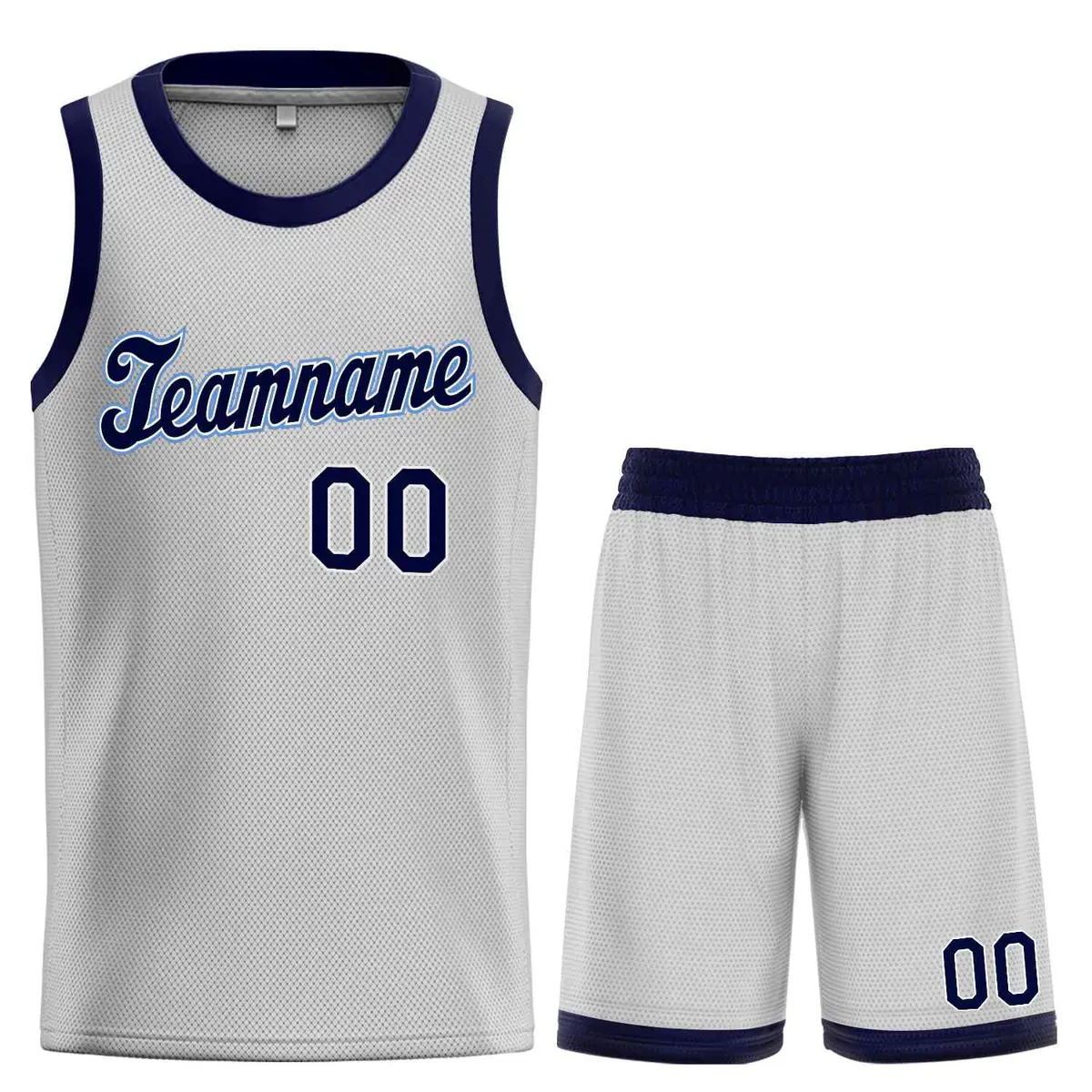 Gray Navy-Powder Blue Classic Sets Basketball Uniform Jersey