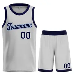 Gray Navy-Powder Blue Classic Sets Basketball Uniform Jersey
