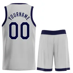 Gray Navy-Powder Blue Classic Sets Basketball Uniform Jersey 2