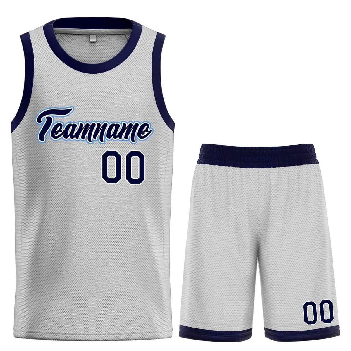 Gray Navy-Powder Blue Heal Classic Sets Basketball Jersey