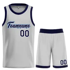 Gray Navy-Powder Blue Heal Classic Sets Basketball Jersey