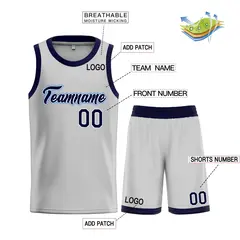 Gray Navy-Powder Blue Heal Classic Sets Basketball Jersey 3