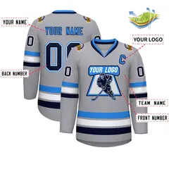 Gray Navy Powder Blue-Powder Blue Classic Hockey Jersey 2