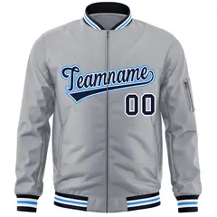 Gray Navy-Powder Blue Varsity Full-Zip Letterman Jacket 3