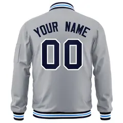 Gray Navy-Powder Blue Varsity Full-Zip Letterman Jacket 4