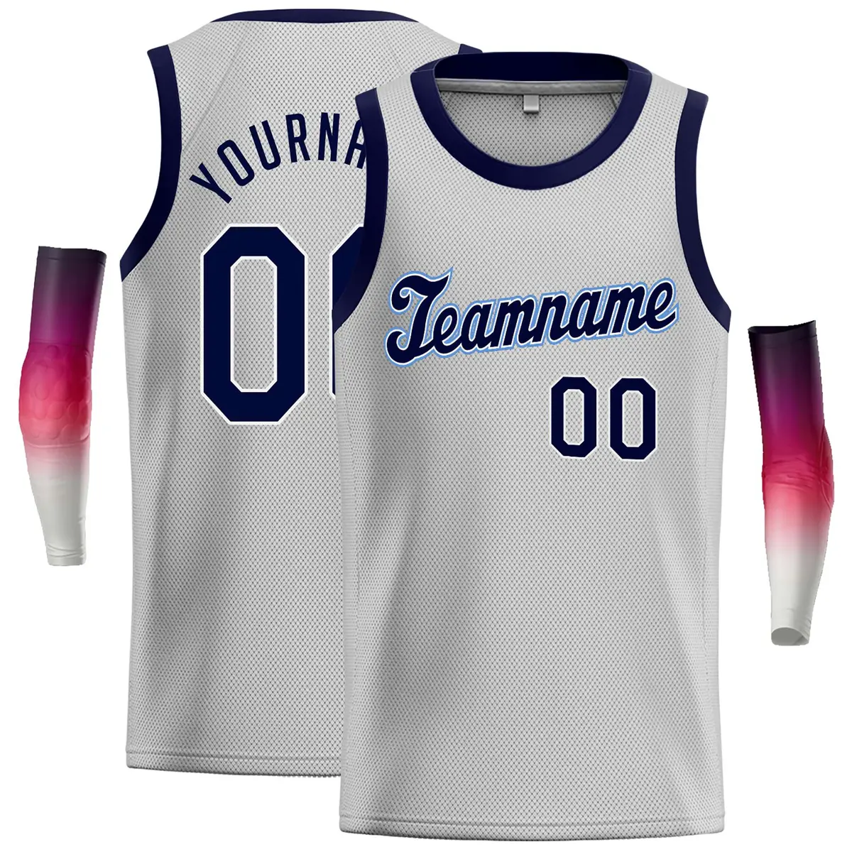 Gray Navy-Power Blue Classic Casual Basketball Jersey